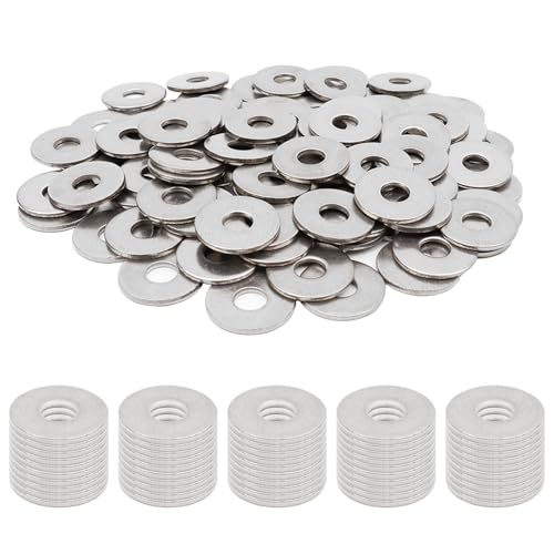 AMZSKU 100 Piezas M8 Arandelas Planas, M8x2mm Arandelas de Acero Inoxidable 304, Grandes Arandelas de Bloqueo, Juego de Anillo Plano para Tornillos Pernos Sujetadores Fontanería