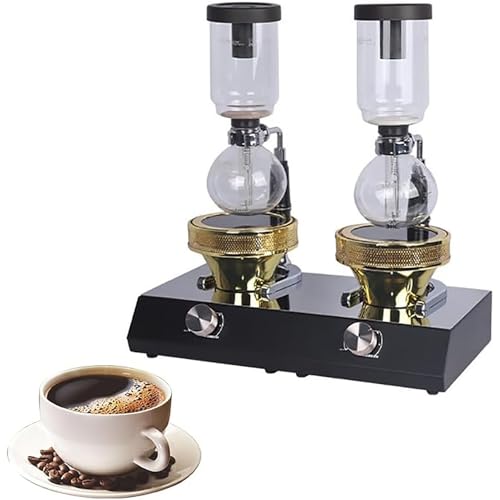 Image of LIULIQ Electric Siphon Coffee Maker, Vacuum Coffee Machine with Halogen Lamp and Mesh Heating Surface, 5-position Twist Switch Design, Thermostatic Control for Home, Coffee Shops, Offices