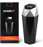 OUDEW Car Trash Can with Lid, New Car Dustbin Diamond Design, Leakproof Vehicle Trash Bin, Mini G...