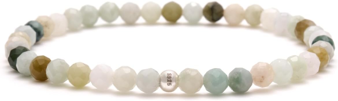 BERGERLINEchtes Naturstein Armband mit 925 Sterling Silberperle - Perlenarmband für Damen und Herren mit Echtheitszertifizierung