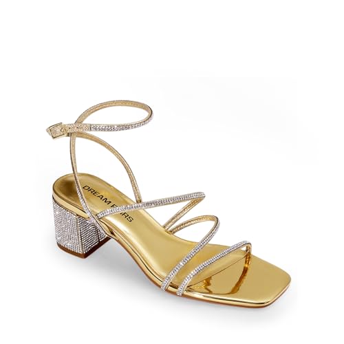 Image of DREAM PAIRS Womens Strappy Block Heel Sandals | Block Heels 2 inch Strappy Square Toe, chic strappy style,Chunky Low Heeled Sandals,for Party Wedding Evening