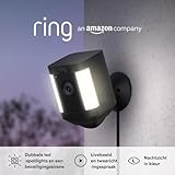 Ring Spotlight Cam Plus Plug-in | Überwachungskamera aussen mit WLAN, HD-Video, Sicherheitskamera mit LED-Flutlicht, Nachtsicht in Farbe, Bewegungserfassung und Sirene | 2 Kameras