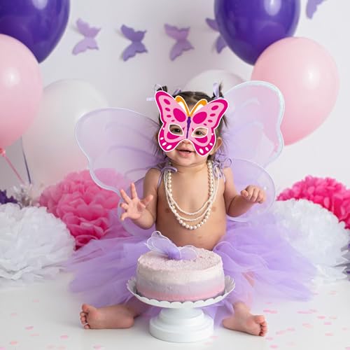 ZYOZIQUE Butterfly Theme Birthday Masks - Kids Butterfly Party Decorations (Pack Of 12)
