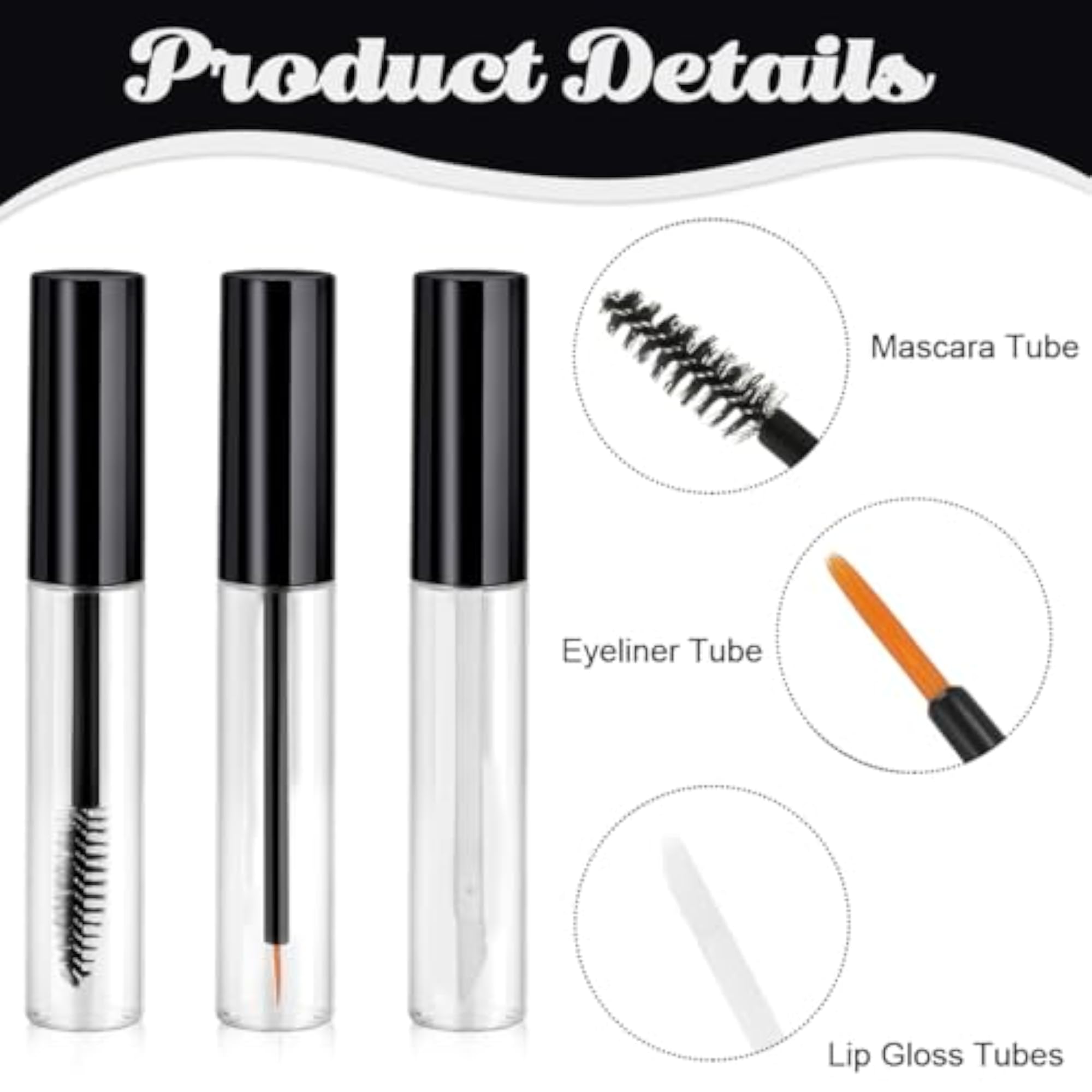 3Pcs 10ML Empty Mascara Bottle Set with Wand and Funnels