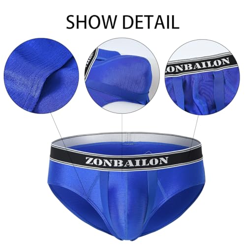 Mens Bulge Enhancing Briefs Ice Silk Underwear Ball Pouch with Support Strap Silky Smooth Sexy Bikini3