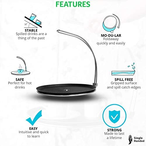 Single Handed Tipsi Tray - Easy to Use Serving Tray, Premium Carry Tray Platter for Food and Drink. Perfect at Home, On Stairs and Opening Doors. (14 Inch Diameter) (1.5kg)