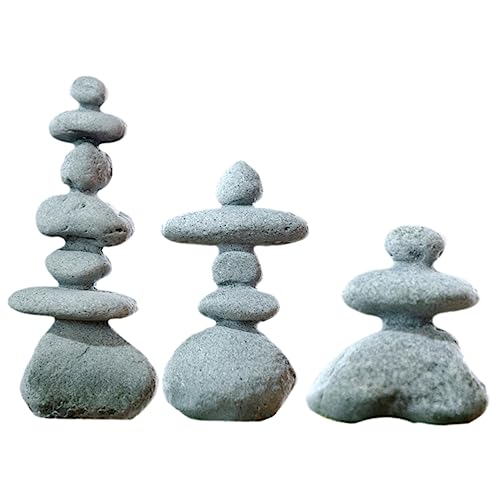 Gogogmee 3Pcs Stone Decor Zen Garden Rock Statue for Landscape Aquarium Wear Resistant Decorative Stones for Flowerpots Garden Decor