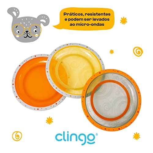 Clingo Pratos Colors - Kit 3 Unidades Amarelo//Laranja