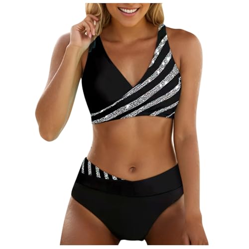 Traje de baño de dos piezas alto para mujer ideal para tardes de piscina y vacaciones