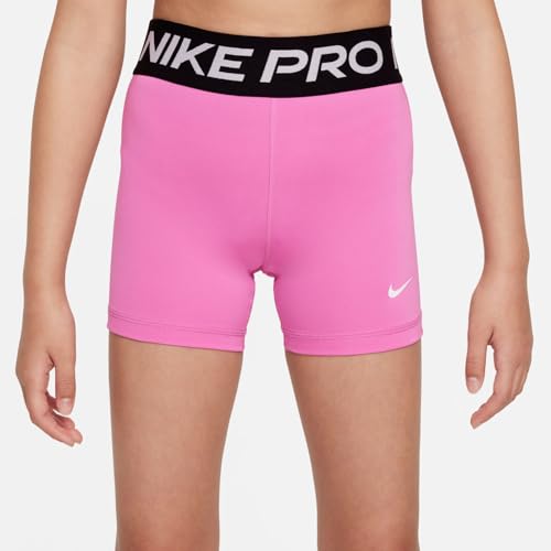 Image of Nike Girls' Pro Shorts (Little Big Kid), Playful Pink /Black /White