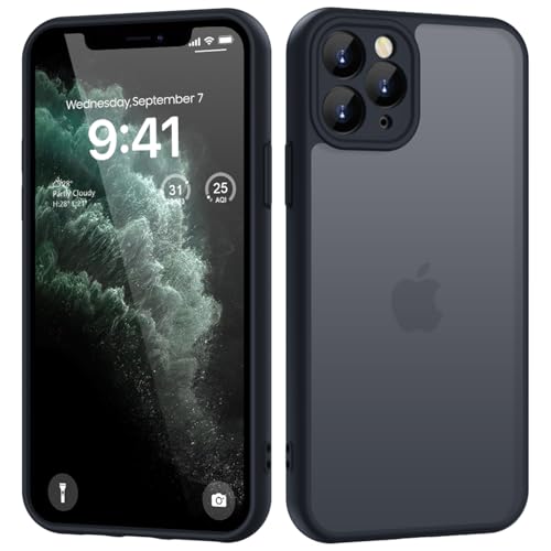 HGH für iPhone 11 Pro Max Hülle, Schwarz | Vollständiger Kameraschutz Stoßfest Kratzfest Anti-Fingerabdruck Transluzente Rückseite Matt Handyhülle für iPhone 11 Pro Max