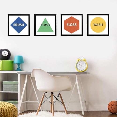 Image of Chaka Chaundh - bathroom poster - bathroom posters with frame - bathroom quotes framed posters - bathrooms etiquette posters - bathrooms rules posters - (14 X 11inches - Set of 4) (Multicolor - Bathroom Quotes Frame)