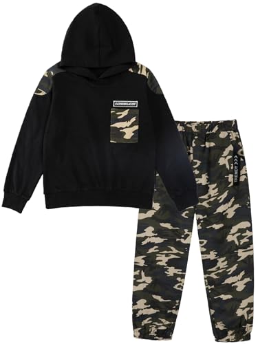 La mejor comparación de Pantalones para Niños Moda , listamos los 10 mejores. 42 LOLANTA Conjunto de ropa de camuflaje para niños de manga larga con capucha y pantalones para niños de 2 piezas (Negro, 6-7)