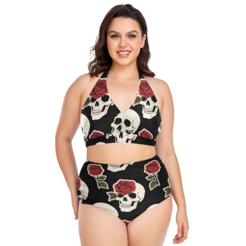 Ensemble bikini taille haute réglable noir gainant avec maintien dos nu optimal