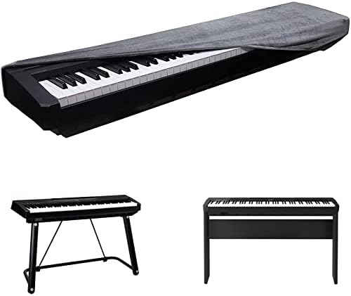 WOMACO Piano Keyboard Cover Stretchy Plush Velvet Dust Cover for 76-88 Keys Digital Piano Keyboard (Gray)