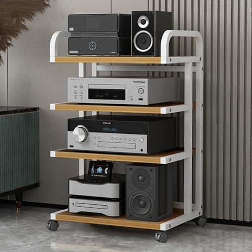 Soporte para reproductor de CD blanco de 4 niveles y torre para consola
