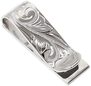 ハワイアンジュエリー プルメリア 花 スクロール 波 シルバー925 マネークリップ 「8mm幅」