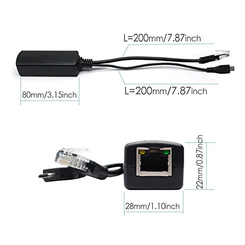 Image of ANVISION 2-Pack Active 5V 2.4A PoE Splitter Adapter IEEE 802.3af Compliant Micro USB 48V to 5V /2.4A for Tablets, Dropcam or Raspberry Pi, IPC, IP Camera and More