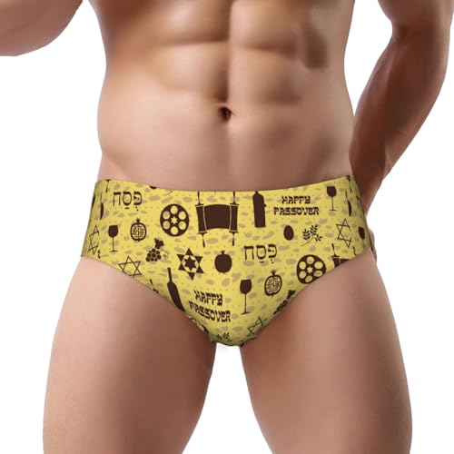 Happy Traditional Jewish Passover Men's Underwear Boxer Briefs Soft Stretch Waisted Trunks