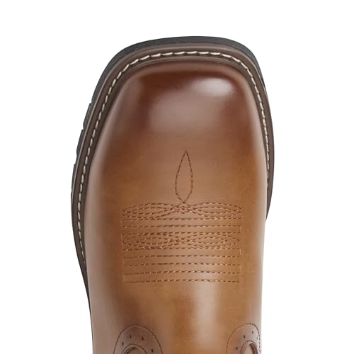 Image of Julyrose Men's Cowboy Boots - Western Boots Square Toe,Slip Resistant,Retro Embroidered Design,Slip on Chunky Heel Country Boot