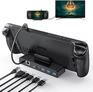 Benazcap Docking Station for Steam Deck, 4K@60Hz HDMI 2.0, Gigabit Ethernet Port, 3 USB A 3.0 5Gbps Data Ports, 65W Power Delivery, Compatible with Valve Steam Deck Console