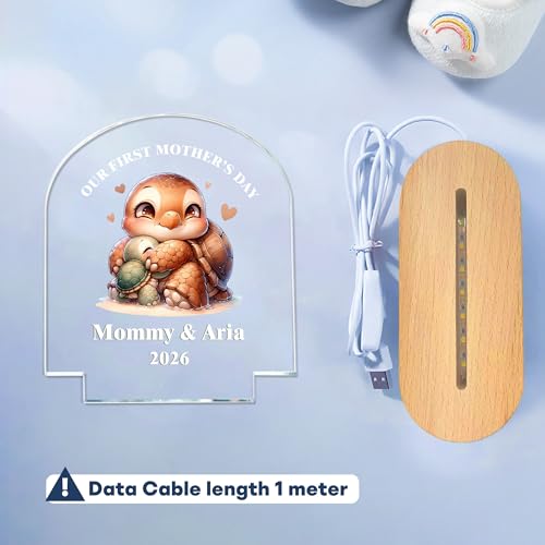 Lámpara de noche personalizada acrílica con base de madera miniatura 6