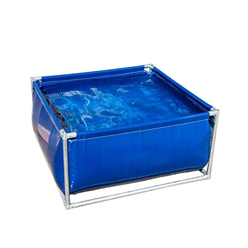 Genérico Estanque de Piscina Elevado - Tanque de Peces de Lona de PVC Resistente con Estructura de Acero y válvula de Drenaje para koi y Peces Dorados - Azul, 1 x 1 x 0,5 m - Estanque de Acuario Port