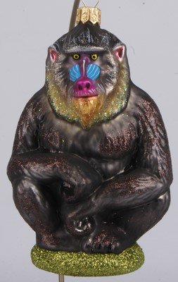 Décoration pour sapin de Noël singe mandrill de 11 cm en verre