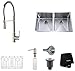 Kraus KHU102-33-KPF1612-KSD30SS 33" Undermount Double Bowl Stainless Steel Kitchen Sink with Stainless Steel Finish Kitchen Faucet and Soap Dispenser