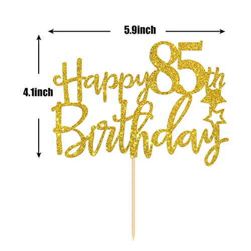 Gold Glitter Happy 85Th Birthday Cake Topper,Hello 85, Cheers To 85 Years,85 & Fabulous Party Decoration #TOP3