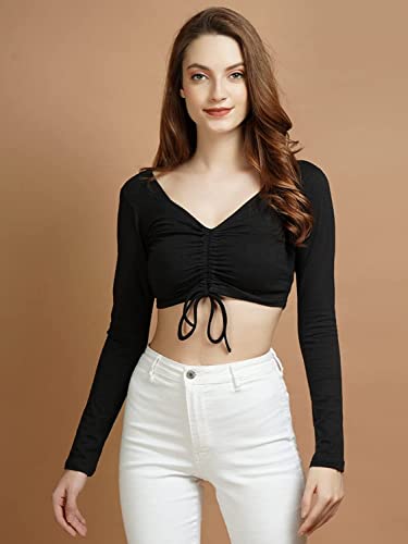 Image of Casual Regular Sleeves Solid Women Crop Top