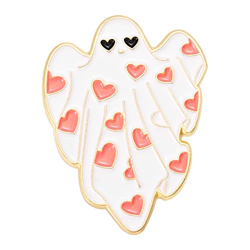 Image of Cute Ghost Horror Halloween Brooch Pin Enamel Love Heart Leaf Boo Ghost Pins Lapel Collar Jeans Hats Shirt Jackets Backpacks Badge Brooches Pins for Women Girls Dainty Jewelry Gifts