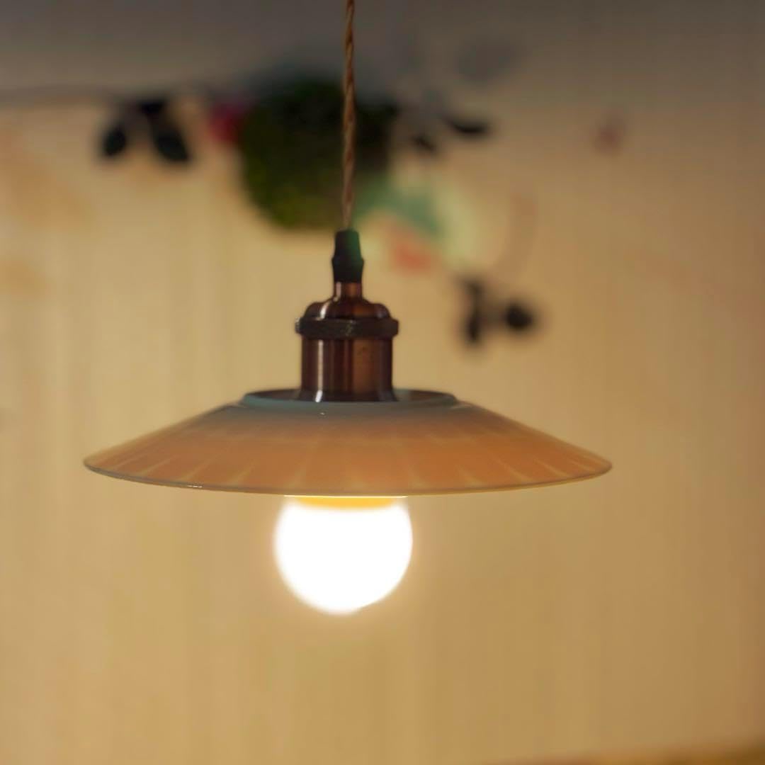 逆さペンダントライトおしゃれ照明 ハンドメイドプレートイエロー