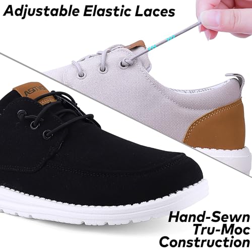 Image of ASITVO Men's Wide Canvas Loafers Slip on Boat Walking Shoes Casual Dress