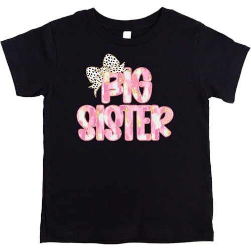 Olive Loves Apple Big Sister Bow Shirt for Infant Toddler and Youth Girls Trendy New Sister Graphic Tee4
