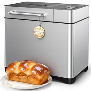 Triumphkey Brotbackautomat mit 19 Programmen & 1000g Fassungsvermögen – Vollautomatische Brotbackmaschine mit 3 Bräunungsstufen, Timer, 710W, Edelstahl-Optik inkl. Sichtfenster & Rezeptbuch