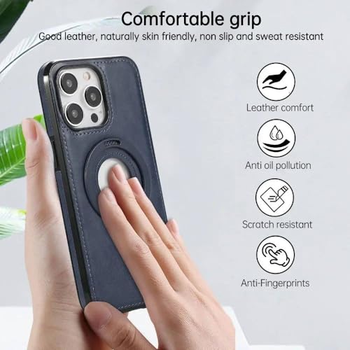 Étui iPhone 13 Pro Max ENILSA en cuir bleu avec support