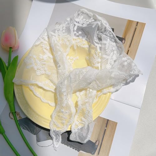 Retro Lace Scarf for Women Triangle Neck Headband Embroidered Elegent Fashion Wrap Hairwrap Floral Crochet Hair Accessories4