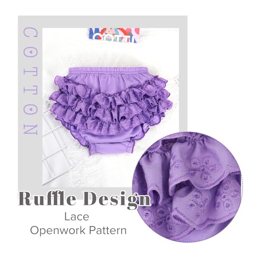 5 Piece Set of Ruffled Lace Bloomer Diaper Covers for Baby Girls Cotton Toddler Shorts Underwear3