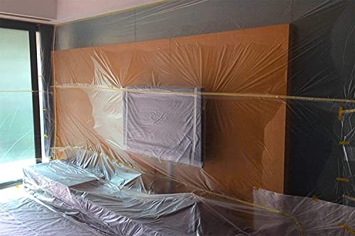 Pre-Taped Masking Film Paper, Adhesive Plastic Painting Drop Film For Automotive Furniture Protection Covering (5 X 65 Ft) #TOP3
