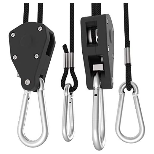 VIVOSUN - 6 Pairs 1/8 inch Adjustable Heavy Duty Rope Hanger - Reinforced Metal Internal Gears Ratchets, Loose-Proof Design, 8-ft Long & 150lbs Weight Capacity (Upgraded Version)