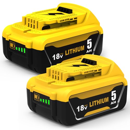 2X DCB200 Ersatz für Dewalt Akku 18V 5.0Ah DCB201 DCB200-2 DCB204 DCB184 DCB182 DCB127 DCB112 mit LED-Anzeige
