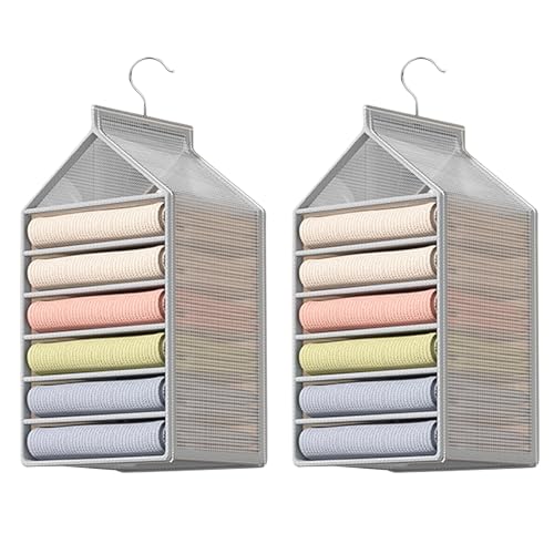 Minnhua 2 Pièces Rangement Suspendu, Rangement pour Vêtements et Penderies avec 6 Compartiments, Etagere Rangement Placard, Rangement Casier Vestiaire pour...