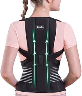 Omples Posture Corrector for Women and Men Back Brace Straightener Shoulder Upright Support Trainer for Body Correction and Neck Pain Relief, Medium (Waist 34-38 inch), Patent Pending