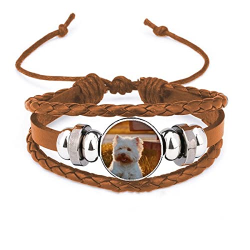 Bracelet en cuir et son pendentif en forme de chien blanc à offrir pour un anniversaire mémorable