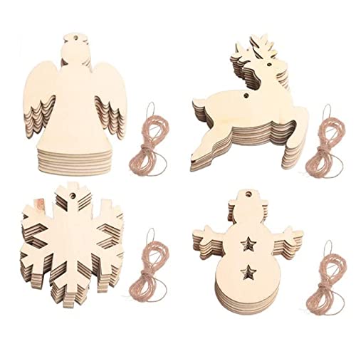 40 geschenkanhänger Holz holzanhänger zum bemalen Weihnachten Holz basteln Kinder Weihnachten Christbaumschmuck weihnachtsdeko zum bemalen Weihnachtsbaum holzanhänger DIY weihnachtsdekoration Holz Cover