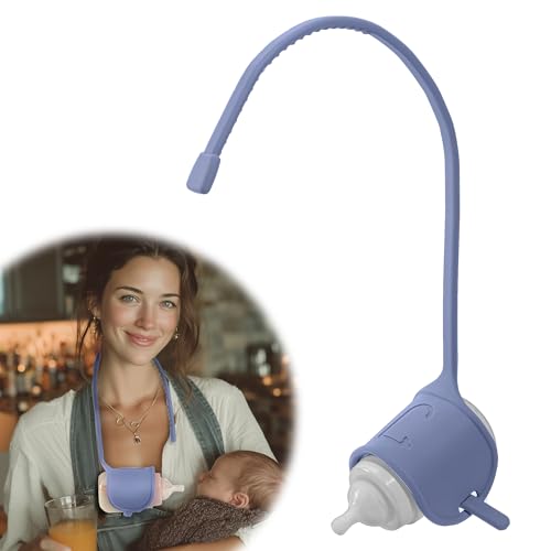 Canela Cane Adjustable Baby Bottle Support for Parents Comfort Feeding Aid Non-Slip Silicone Holder Fits Standard & Wide-Neck Bottles(Blue)