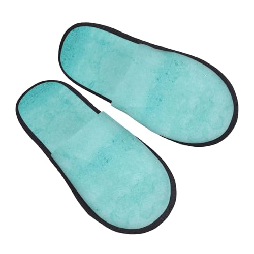 Blue And Turquoise Print Women Slippers Home Furry Shoes Keep Men Couples Shoes Warm For Women-2