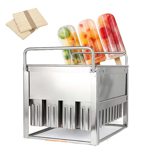 Moldes para paletas de acero inoxidable con 100 palitos de madera para helados y golosinas congeladas, ideales para actividades de verano