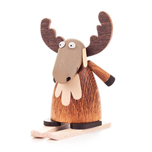 Elch mit Skiern, Figur aus Holz, Weihnachtsdeko von DREGENO SEIFFEN...